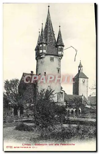 VINTAGE POSTCARD Lindau Bodensee Und alte Paterkirche