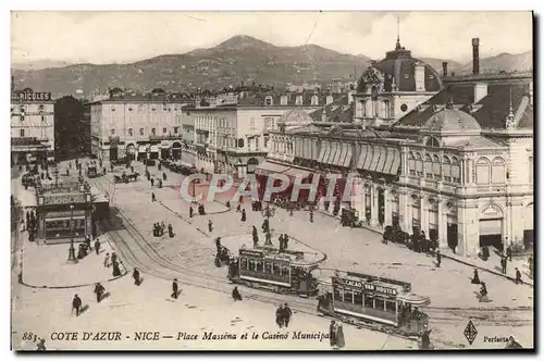 Cartes postales Nice Place Massena et le Casino Tramways