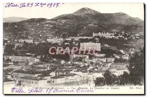 Cartes postales Nice Vue generale Le Quartier de Cimiez