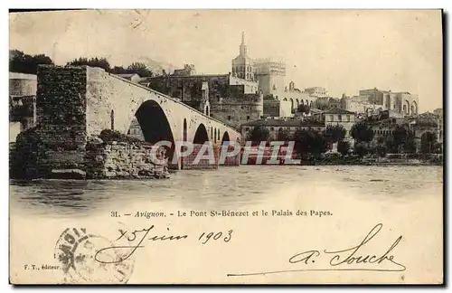 Cartes postales Avignon Le Pont St Benezet et le Palais Des Papes