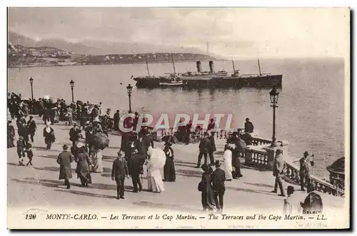 Cartes postales Monte Carlo Les Terrasses et le Cap Martin Bateau