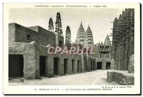 Cartes postales Exposition Coloniale Internationale De Paris 1931 Palais de l&#39AOF Les portiques des commercan