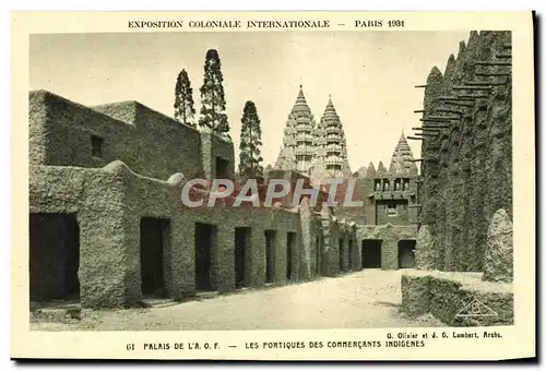 Cartes postales Exposition Coloniale Internationale De Paris 1931 Palais de l&#39AOF Les portiques des commercan