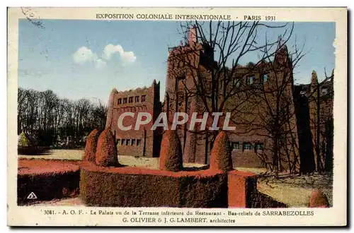 Cartes postales Exposition Coloniale Internationale Paris AOF Le palais vu de la terrasse inferieure du restaura
