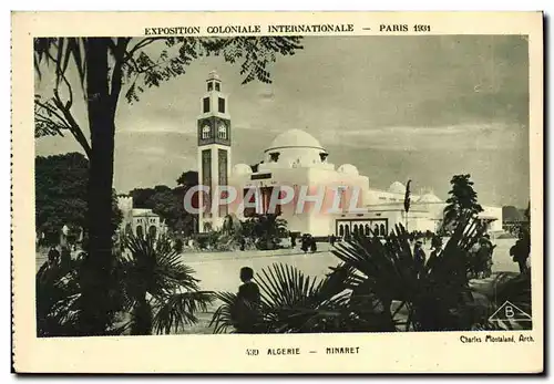 Cartes postales Exposition Coloniale Internationale Paris 1931 Algerie Minaret