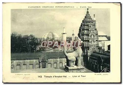 Cartes postales Exposition Coloniale Internationale Paris 1931 Temple d&#39angkor Vat Lion et tour
