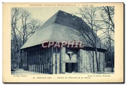 Cartes postales Exposition Coloniale Internationale Paris 1931 Cameroun Togo Entree du pavillon de la chasse