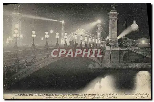 Cartes postales Exposition Decennale De l&#39Automobile General Illumination Du Pont Alexandre Et De l&#39Esplan