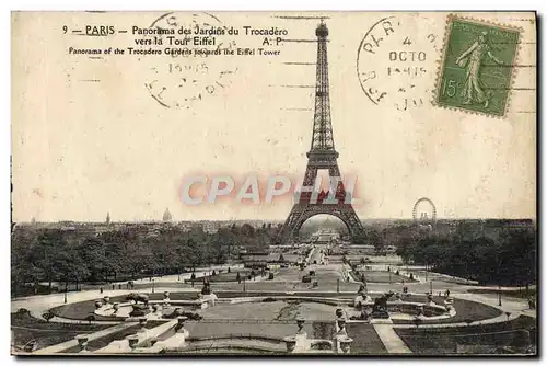 Ansichtskarte AK Paris Panorama Des Jardins Du Trocadero Vers La Tour Eiffel