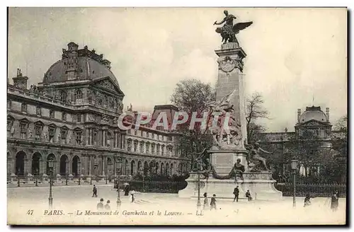 Cartes postales Paris Le Monument De Gambetta Et Le Louvre