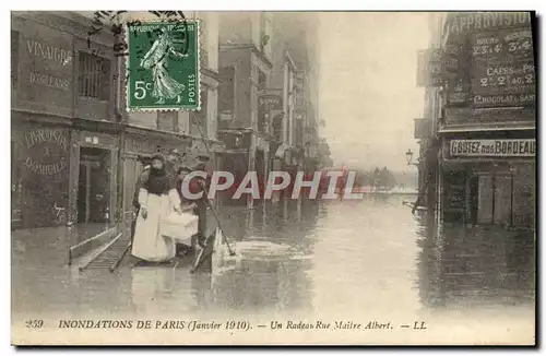 Cartes postales Inondations De Paris Un Radeau Rue Maitre Albert