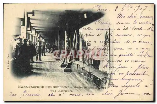 Cartes postales Manufacture Des Gobelins Metier De Haute Lisse Vue interieure Paris