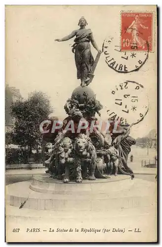 Ansichtskarte AK Paris La Statue De La Republique par Dulou Lions