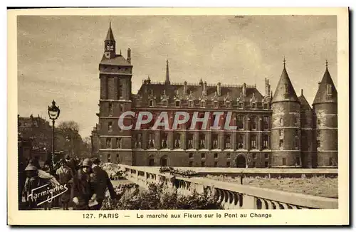 Cartes postales Paris Le Marche Aux Fleurs Sur Le Pont Au Change