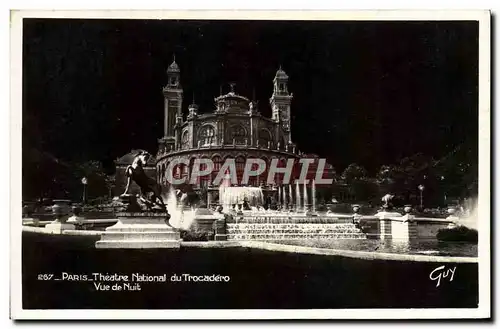 Cartes postales moderne Paris Theatre National Du Trocadero Vue De Nuit