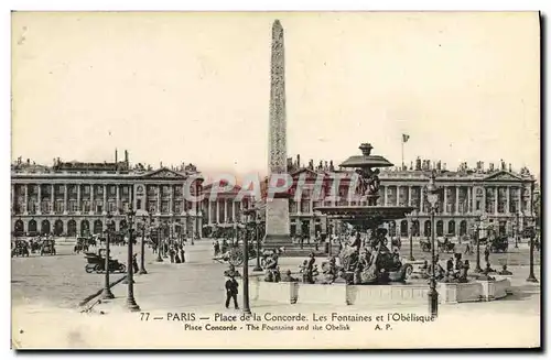 Cartes postales Paris Place De La Concorde Les Fontaines Et l&#39Obelisque Place Concorde