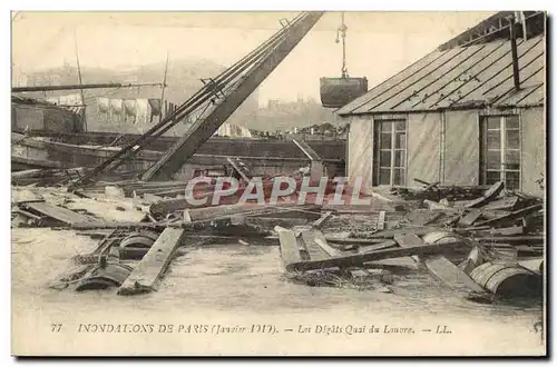 Cartes postales Inondations De Paris Les Degats Quai Du Louvre