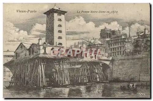 Cartes postales Vieux Paris La Pompe Notre Dame en 1852