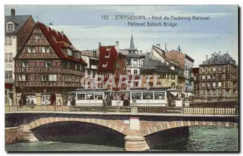 Ansichtskarte AK Strasbourg Pont Du Faubourg National Tramway