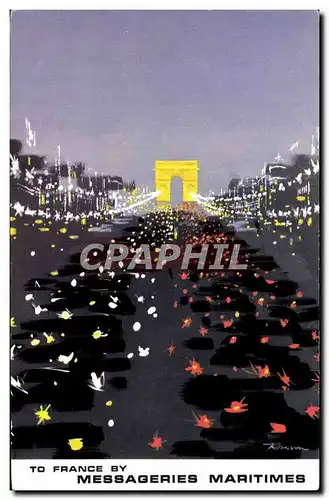 Cartes postales moderne To France By Messageries Maritimes Champs Elysees Arc de Triomphe