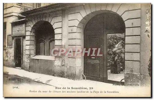 Cartes postales Paris d&#39Autrefois Rue De La Sourdiere Restes Du Mer De Cloture Des Anciens Jardins De La Faye