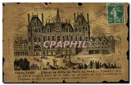 Cartes postales Vieux Paris L&#39Hotel De Ville De Paris en 1645