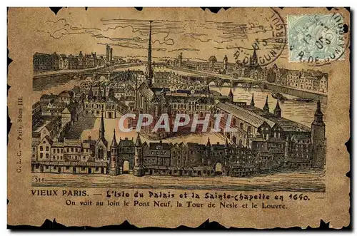 Cartes postales Vieux Paris L&#39Isle Du Palais Et La Sainte Chapelle en 1640