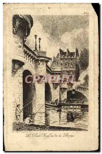 Cartes postales Le Pont Neuf Du De La Berge Paris Peche Pecheur