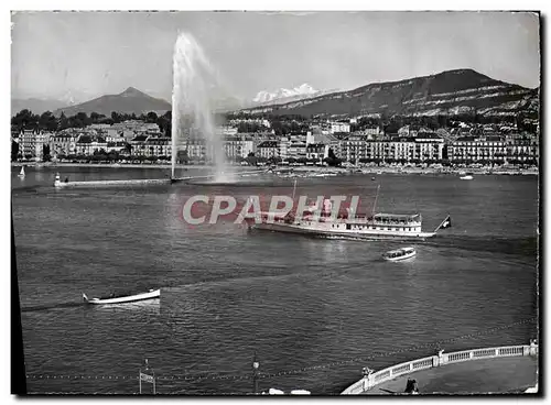 Cartes postales moderne Geneve La Rade Le Jet d&#39Eau Et Le Mont Blanc