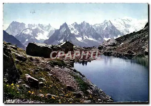 Moderne Karte Chamonix Mont Blanc Le Lac Blanc Les Grandes Jorasses Les Aiguilles De Chamonix Et Le Mont Blanc