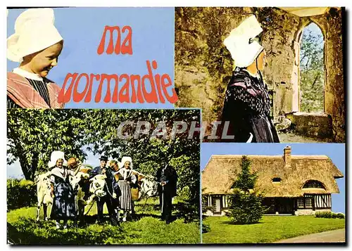 Cartes postales moderne Ma Normandie Folklore Vaches Enfant Coiffe