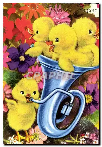 Cartes postales moderne Poussins Cor de chasse Tuba