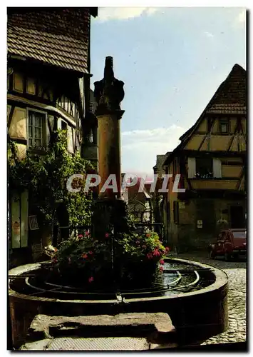 Moderne Karte Riquewihr La fontaine de la Sinne et les vieilles maisons