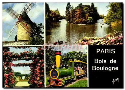 Moderne Karte Paris Bois de Boulogne Train Moulin a vent