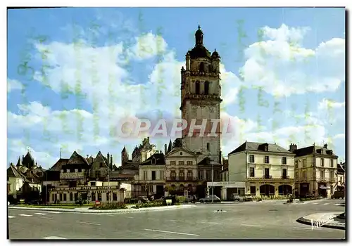 Moderne Karte Les Merveilles du val De Loire Loches La Place de la Marne et la tour Saint Antoine Beffroi du 1