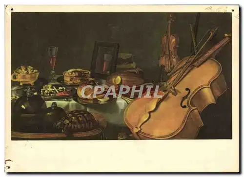 Cartes postales moderne Peinture Hollandaise Pieter Claesz Musee de Louvre Nature morte au violon