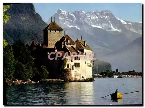 Cartes postales moderne Lac Leman Le Chateau de Chillon et les Dents du Midi