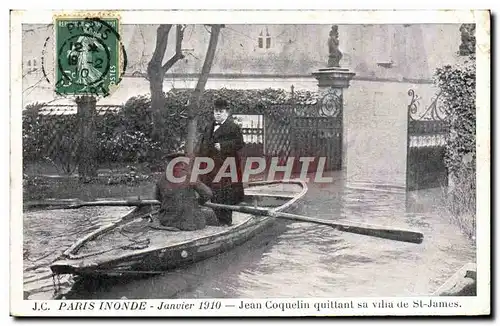 Cartes postales moderne Paris Inonde Janvier Jean Coquelin quittant sa villa de St James