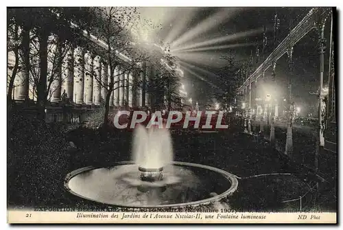 Cartes postales Exposition decennale de l&#39automobile Novembre 1907 Illumination des Jardins de l&#39avenue Ni