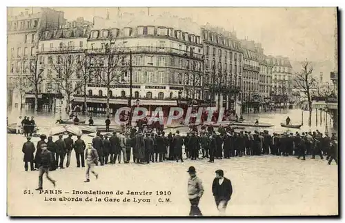 Cartes postales Paris Inondations de Janvier 1910 les abords de la Gare de Lyon