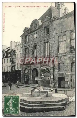 Cartes postales Mantes la Jolie La Fontaine et l&#39Hotel de Ville