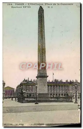 Cartes postales Paris L'Obelisque Place de la Concorde
