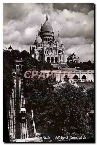 Cartes postales moderne Paris Le Sacre Coeur et le funiculaire de Montmartre