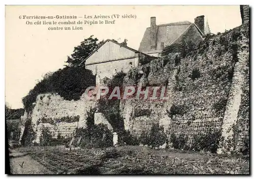 Ansichtskarte AK Ferrieres en Gatinais Les Arenes Ou eut le Combat de Pepin le Bref contre un lion