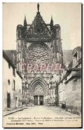 Cartes postales Sens La Cathedrale Portail d'Abraham