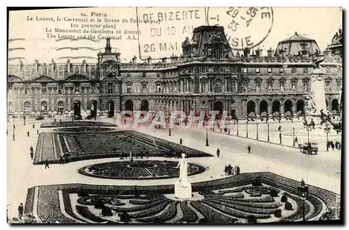 Ansichtskarte AK Paris Le Louvre La Carrousel et la statue de Paris