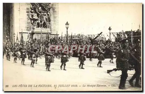 Cartes postales Les Fetes De La Victoire 14 Juillet 1919 La musique ecossaise Militaria