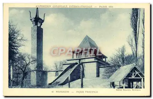 Cartes postales Exposition Coloniale Internationale Paris 1931 Madagascar Facade principale