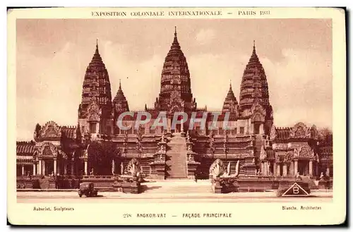 Cartes postales Exposition Coloniale Internationale Paris 1931 Angkor Vat Facade principale