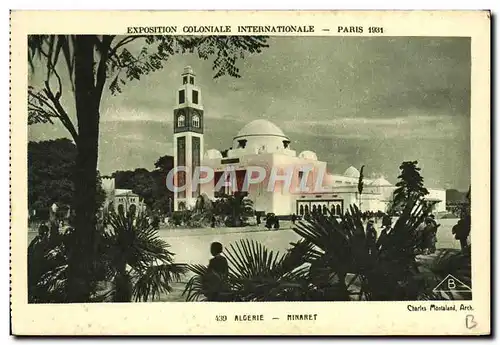 Cartes postales Exposition Coloniale Internationale Paris 1931 Algerie Minaret